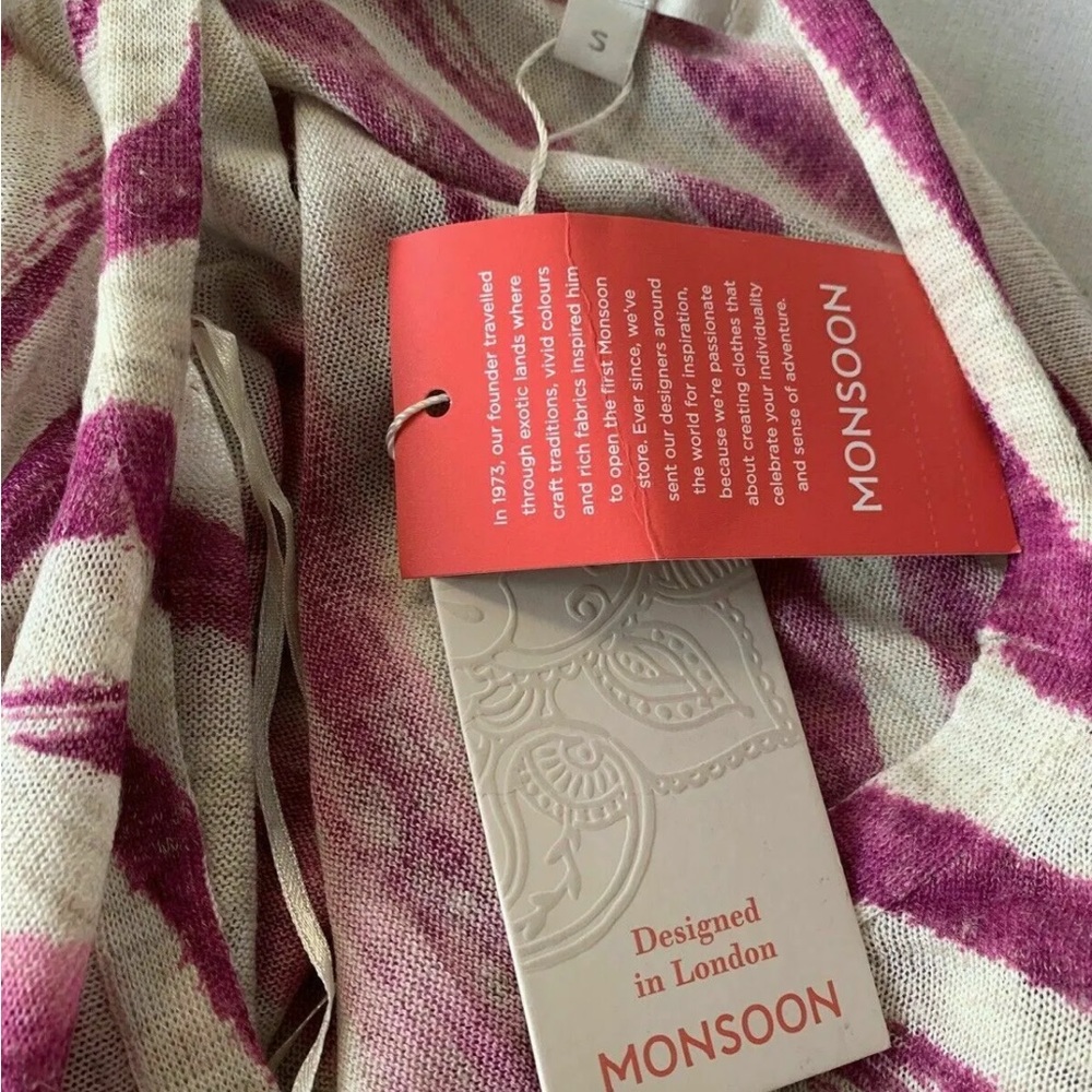 Monsoon Linen Blend Knit Top Pink And Beige Size Small - Picture 8 of 9